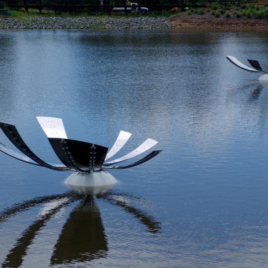 drift, wind activated floating sculpture by davis thomas